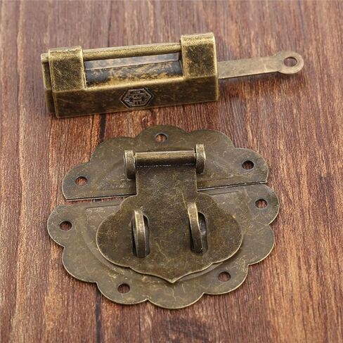 Bronze Old Lock Padlock and Box Latch Hasp Buckle Clasp 1Set in Saudi Arabia
