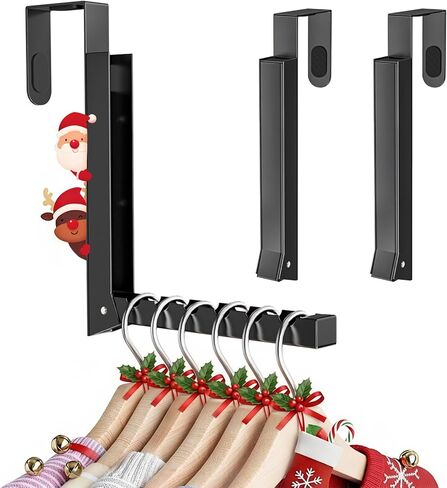 Over the Door Drying Rack Clothing Hook, 【2 Pack】Foldable Coat Hanger for Landry Room, Bathroom, 6 Groves Druable Clothes Door Hanging for Towel, Coat, Sweater, Hat, Compact for Storage, Travel- Black in Saudi Arabia