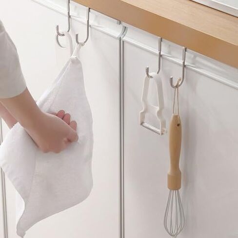 Towel Organizer Heavy Duty Free Punching Metal Double S-Shaped Hook Over The Door Hook Door Back Hanging Clothes Hook Drawer Cabinet Hook(Silver-Short) in Saudi Arabia