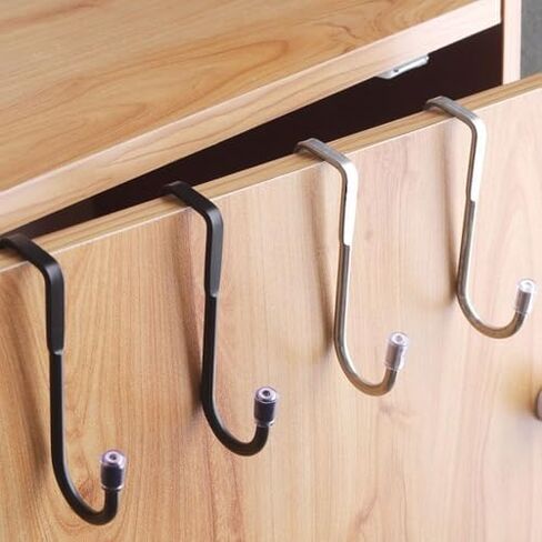 Towel Organizer Heavy Duty Free Punching Metal Double S-Shaped Hook Over The Door Hook Door Back Hanging Clothes Hook Drawer Cabinet Hook(Silver-Short) in Saudi Arabia