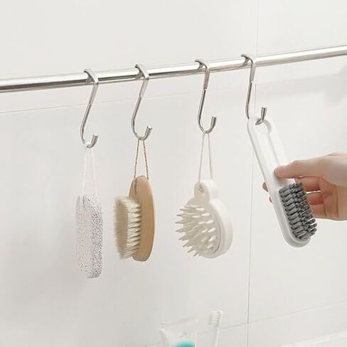 Towel Organizer Heavy Duty Free Punching Metal Double S-Shaped Hook Over The Door Hook Door Back Hanging Clothes Hook Drawer Cabinet Hook(Silver-Short) in Saudi Arabia
