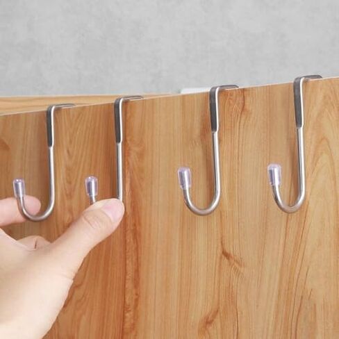 Towel Organizer Heavy Duty Free Punching Metal Double S-Shaped Hook Over The Door Hook Door Back Hanging Clothes Hook Drawer Cabinet Hook(Silver-Short) in Saudi Arabia