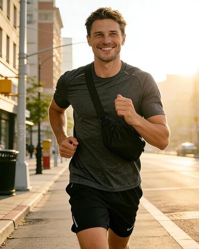 GORELAX Black Fanny Pack for Men Women, EDC Crossbody sling Chest Bag, Lightweight Waist Bag for Running,Travel, Hiking，Workout (Adjustable 18"-56"Waist) | lightweight in Kuwait