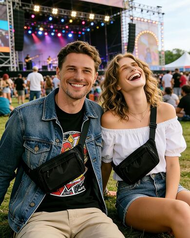 GORELAX Black Fanny Pack for Men Women, EDC Crossbody sling Chest Bag, Lightweight Waist Bag for Running,Travel, Hiking，Workout (Adjustable 18"-56"Waist) | lightweight in Kuwait