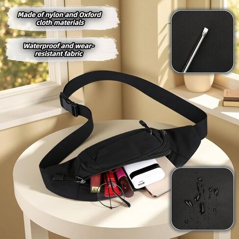 Multifunctional Waist Pack,Sport Waist Pack for Men Women, 3-Zipper Large Fanny Pack for Phone up to 6.7", Hands-Free Crossbody Bag for Running, Travel, Workout - Adjustable & Water-Resistant Gift in Kuwait