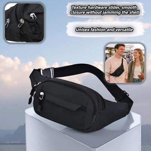 Multifunctional Waist Pack,Sport Waist Pack for Men Women, 3-Zipper Large Fanny Pack for Phone up to 6.7", Hands-Free Crossbody Bag for Running, Travel, Workout - Adjustable & Water-Resistant Gift in Kuwait