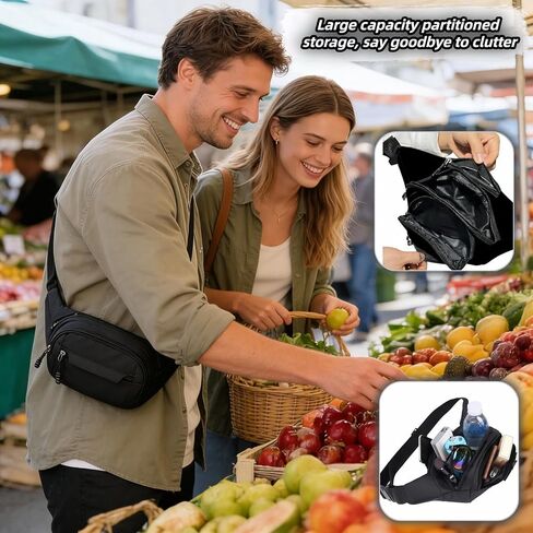 Multifunctional Waist Pack,Sport Waist Pack for Men Women, 3-Zipper Large Fanny Pack for Phone up to 6.7", Hands-Free Crossbody Bag for Running, Travel, Workout - Adjustable & Water-Resistant Gift in Kuwait