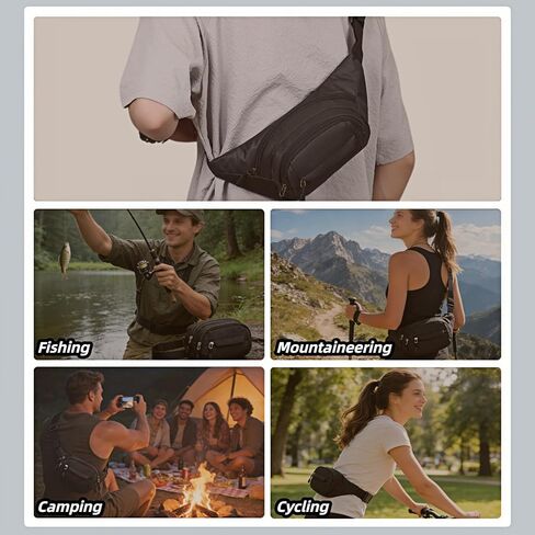 Multifunctional Waist Pack,Sport Waist Pack for Men Women, 3-Zipper Large Fanny Pack for Phone up to 6.7", Hands-Free Crossbody Bag for Running, Travel, Workout - Adjustable & Water-Resistant Gift in Kuwait