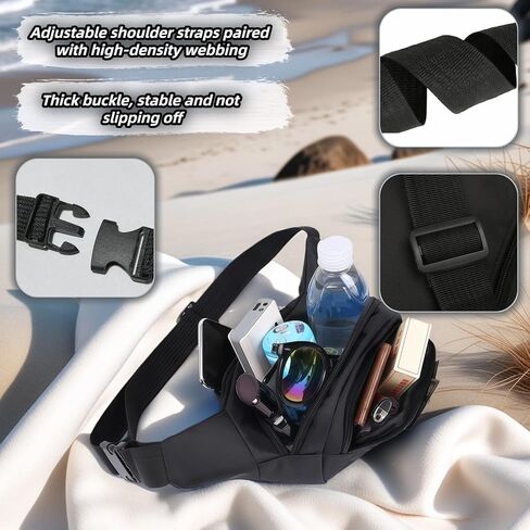 Multifunctional Waist Pack,Sport Waist Pack for Men Women, 3-Zipper Large Fanny Pack for Phone up to 6.7", Hands-Free Crossbody Bag for Running, Travel, Workout - Adjustable & Water-Resistant Gift in Kuwait