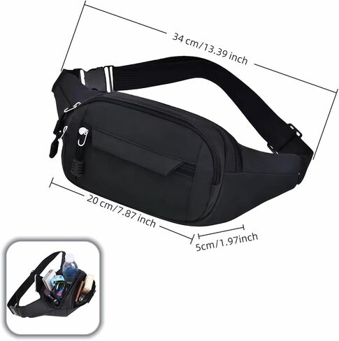 Multifunctional Waist Pack,Sport Waist Pack for Men Women, 3-Zipper Large Fanny Pack for Phone up to 6.7", Hands-Free Crossbody Bag for Running, Travel, Workout - Adjustable & Water-Resistant Gift in Kuwait