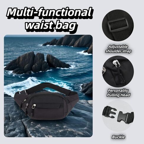 Multifunctional Waist Pack,Sport Waist Pack for Men Women, 3-Zipper Large Fanny Pack for Phone up to 6.7", Hands-Free Crossbody Bag for Running, Travel, Workout - Adjustable & Water-Resistant Gift in Kuwait