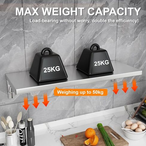 رف جداري قابل للطي مقاس 31.5 بوصة × 12 بوصة، طاولة قابلة للطي مثبتة على الحائط من الفولاذ المقاوم للصدأ، سعة 110 رطل، رف امتياز عائم لشاحنات الطعام، نوافذ المقطورة، المطبخ، المطعم، غرفة مرافق المرآب in Kuwait