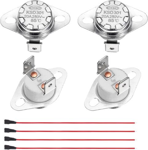 uxcell 2 Pcs KSD301 Thermostat 160°C/320°F 20A Normally Closed N.C Adjust Snap Disc Temperature Switch with Terminal Wire for Microwaves,Oven,Coffee Maker,Ceramic Material in Saudi Arabia