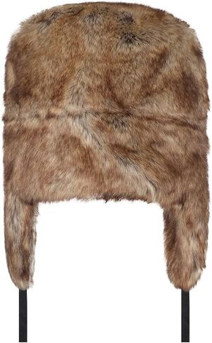ITODA Furry Russian Trapper Hat Winter Faux Fur Ushanka Trooper Men Warm Windproof Eaeflap Cap for Skiing Hunting Motorcycle in Saudi Arabia