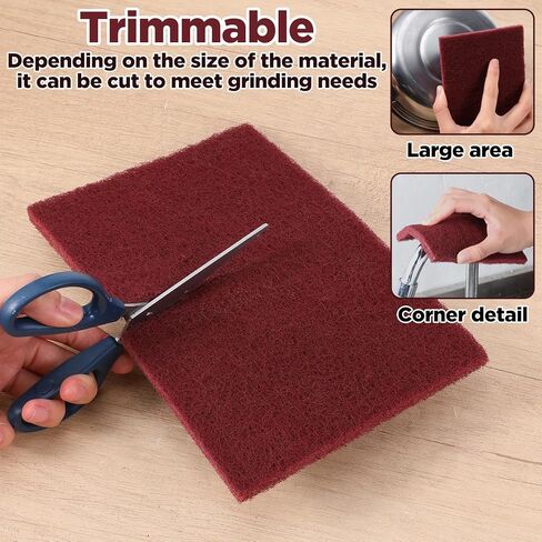 20 Pack 7447 General Purpose Scrub Pad - Maroon, 6" X 9" Abrasive Finishing Pad for Paint Prep, Scuffing, Scouring, Sanding, Adhesion Scratch in Saudi Arabia
