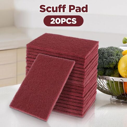 20 Pack 7447 General Purpose Scrub Pad - Maroon, 6" X 9" Abrasive Finishing Pad for Paint Prep, Scuffing, Scouring, Sanding, Adhesion Scratch in Saudi Arabia