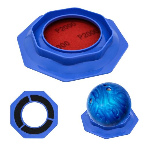 Blue Bowling Ball Sanding Pads Holder, Universal Grip Pad Bowling Ball Accessories Precision Surface Maintenance Tool, 2-in-1 Function Polishable & Display Stand for Better Reaction in Saudi Arabia