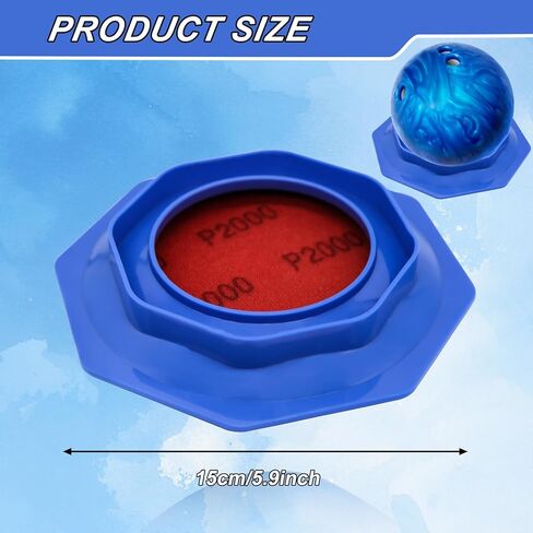 Blue Bowling Ball Sanding Pads Holder, Universal Grip Pad Bowling Ball Accessories Precision Surface Maintenance Tool, 2-in-1 Function Polishable & Display Stand for Better Reaction in Saudi Arabia