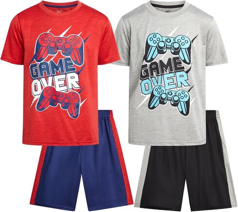 Pro Athlete Boys' Active Shorts Set - 4 Piece Dry Fit Performance T-Shirt and Basketball Shorts (4-16) in Kuwait