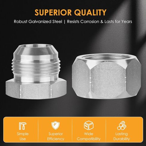 64 Pcs. 37° Flare Thread Cap & Plug Assortment Kit, Hose Tube and Pipe Fitting Kit, Galvanized Carbon Steel with Precision Threading, Dash Sizes 04 06 08 10 12 16 in Saudi Arabia