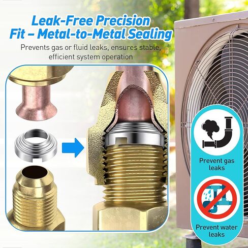 Saillong SAE Flare Connections, Hydraulic Flare Fitting for Refrigeration Leaks, Leak Free HVAC, Ductless Mini Split, Schrader Valve & Refrigerate Pipe Fitting(2 x 1/4" & 2 x 3/8") in Saudi Arabia
