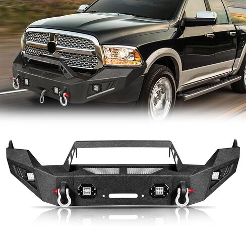 Off Road Front Pumper مناسب لـ RAM 2500 3500 2019-2024 ، Winch Pumper w/4 light in Saudi Arabia