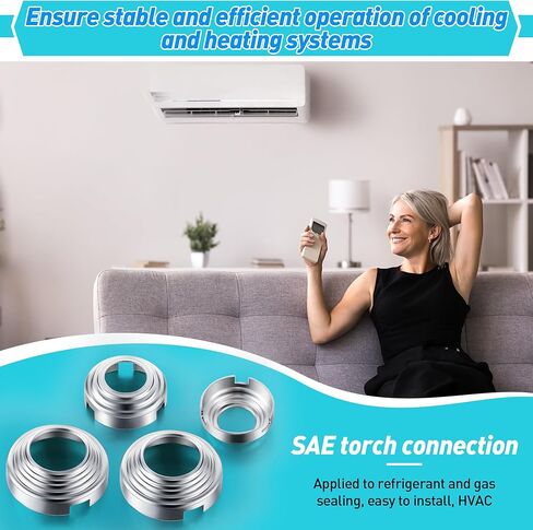 Saillong SAE Flare Connections, Hydraulic Flare Fitting for Refrigeration Leaks, Leak Free HVAC, Ductless Mini Split, Schrader Valve & Refrigerate Pipe Fitting(2 x 1/4" & 2 x 3/8") in Saudi Arabia
