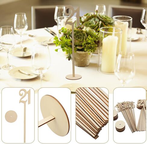 TENDYCOCO Wooden Table Numbers 1-40 with Round Base Holder 14.01In Rustic Seat Signs for Wedding Reception and Home Decoration in Saudi Arabia
