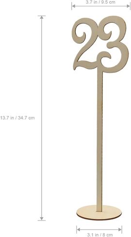 TENDYCOCO Wooden Table Numbers 1-40 with Round Base Holder 14.01In Rustic Seat Signs for Wedding Reception and Home Decoration in Saudi Arabia