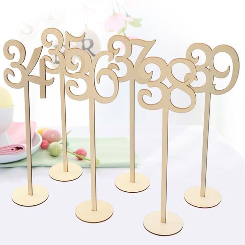 TENDYCOCO Wooden Table Numbers 1-40 with Round Base Holder 14.01In Rustic Seat Signs for Wedding Reception and Home Decoration in Saudi Arabia