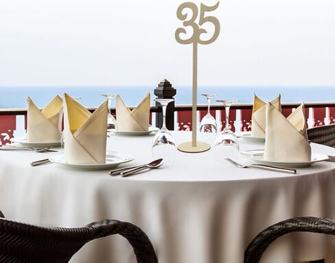 TENDYCOCO Wooden Table Numbers 1-40 with Round Base Holder 14.01In Rustic Seat Signs for Wedding Reception and Home Decoration in Saudi Arabia