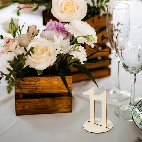 Wedding Table Numbers 1-20, Wooden Reusable Tabletop Signs with Stand for Wedding Reception Banquet Anniversary Party Birthday Bridal Shower Hotel Bar Restaurant Farmhouse Decorations in Saudi Arabia
