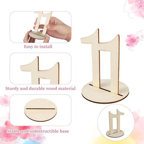 Wedding Table Numbers 1-20, Wooden Reusable Tabletop Signs with Stand for Wedding Reception Banquet Anniversary Party Birthday Bridal Shower Hotel Bar Restaurant Farmhouse Decorations in Saudi Arabia