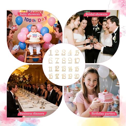 Wedding Table Numbers 1-20, Wooden Reusable Tabletop Signs with Stand for Wedding Reception Banquet Anniversary Party Birthday Bridal Shower Hotel Bar Restaurant Farmhouse Decorations in Saudi Arabia