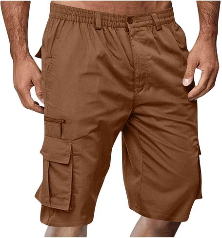 Fartey البضائع السراويل الرجال الصيف عادية طول الركبة شورت برمودا مرونة الخصر كبيرة وطويلة متعددة جيوب سراويل للتسلق in Kuwait