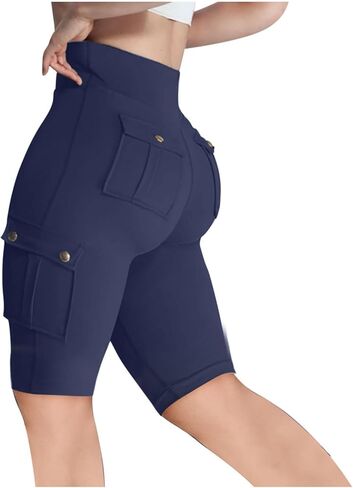 Women's Butt Lifting Biker Shorts High Waist Cargo Yoga Pants Stretch Joggers Leggings Sweatpants with Flap Pocket in Saudi Arabia