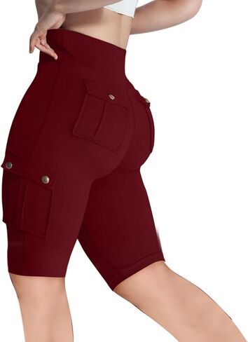 Women's Butt Lifting Biker Shorts High Waist Cargo Yoga Pants Stretch Joggers Leggings Sweatpants with Flap Pocket in Saudi Arabia