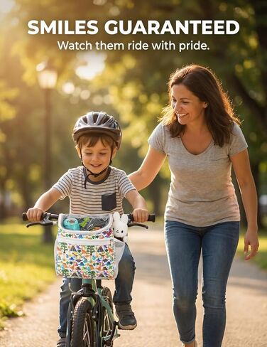 ANZOME Kids Bike Basket with Shoulder Strap, Bicycle Basket with 10 Stickers, Waterproof Front Handlebar Bag, Kids Bike Accessories Gift for Girls Boys, Fits Most Bicycles, Scooter, Tricycle in Kuwait
