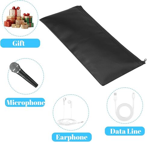 Amabro 2 Pack Microphone Bag, PU Leather Mic Storage Bag Zipper Microphone Case Portable Shockproof Vocal Mic Protector for Gigging and Travel, 11.8" x 4.72" in Saudi Arabia