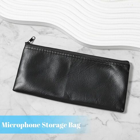 Amabro 2 Pack Microphone Bag, PU Leather Mic Storage Bag Zipper Microphone Case Portable Shockproof Vocal Mic Protector for Gigging and Travel, 11.8" x 4.72" in Saudi Arabia