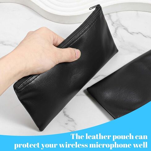 Amabro 2 Pack Microphone Bag, PU Leather Mic Storage Bag Zipper Microphone Case Portable Shockproof Vocal Mic Protector for Gigging and Travel, 11.8" x 4.72" in Saudi Arabia