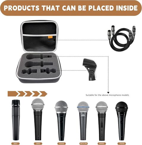 حافظة ميكروفون متوافقة مع ميكروفونات Shure المزدوجة الديناميكية SM58/ SM57/ PGA48/ SM58S/ BETA 58A/ PGA58، غطاء كاريوكي ميكروفون محمول باليد لمحول حامل A25D وكابل - صندوق فقط in Kuwait