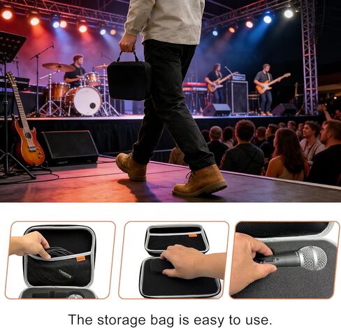 حافظة ميكروفون متوافقة مع ميكروفونات Shure المزدوجة الديناميكية SM58/ SM57/ PGA48/ SM58S/ BETA 58A/ PGA58، غطاء كاريوكي ميكروفون محمول باليد لمحول حامل A25D وكابل - صندوق فقط in Kuwait