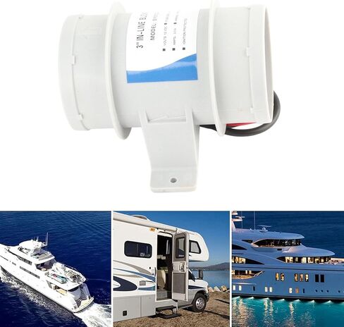 3 Inch 12V Inline Boat Blower Motor Fan, Silience Marine Grade Outdoor Fans, 5-Blade Engine Blower for Yachts Boats Air Circulation in Kuwait