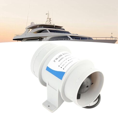 3 Inch 12V Inline Boat Blower Motor Fan, Silience Marine Grade Outdoor Fans, 5-Blade Engine Blower for Yachts Boats Air Circulation in Kuwait