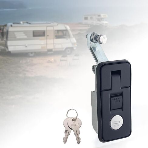 Compression Latch Lock, Zinc Alloy Flush Mount Latch with 2 Keys, Flush Lever Latch for Truck, Marine, RV, Storage Box, Black in Saudi Arabia