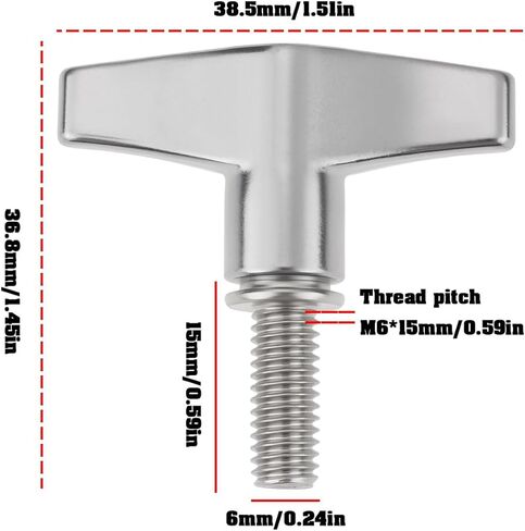2 قطعة M6x15mm الصنج حامل الجناح المكسرات المسمار سبائك الزنك ل الطبال in Saudi Arabia