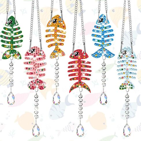 24 PCS Brutfly Bird Dragonfly Diamond Artchains Diy Diamond Painting Wind Chime Crystal Hanging Ornament for Spring Summer Summer Craft Party in Kuwait
