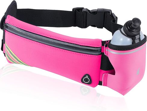 Running Belt Bag with Water Bottle,Waterproof Fanny Pack for Women Men,Waist Bag Fit Hiking Cycling Walking Workout Jogging Runners Pouch Phone iPhone 17 16 15 14 13 12 11 Pro Max Xs 16e Xr Plus Pink in Kuwait