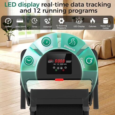 Walking Pad Treadmill with Handles Fitness Equipment Treadmills for Home Small,Upgrade 3.0HP Low Noise Under Desk Treadmill,350 LBS Capacity Foldable Walking Pad with LED Display in Saudi Arabia